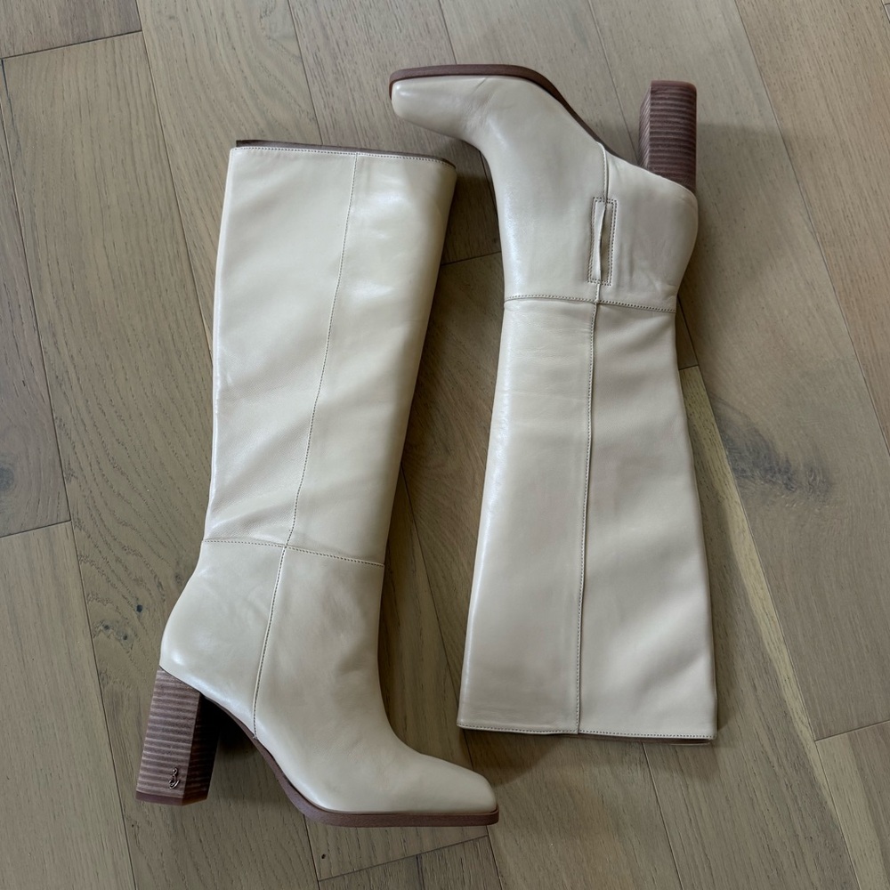 Sam Edelman Cream Heeled Boots